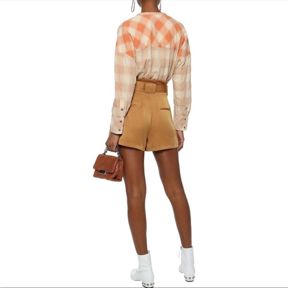 IRO Mayra Monocrome Checkered Plaid V Neck Blouse - Picture 5 of 14